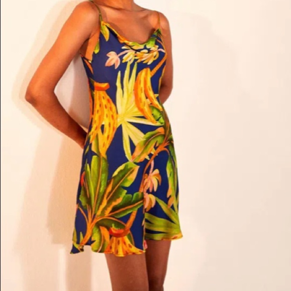 Farm Rio Banana Forest Mini Satin Dress